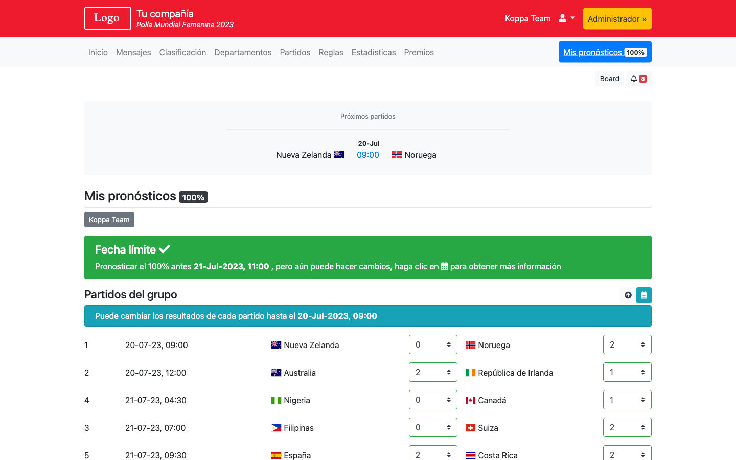 Polla Mundial Femenina 2023 - WK 2026